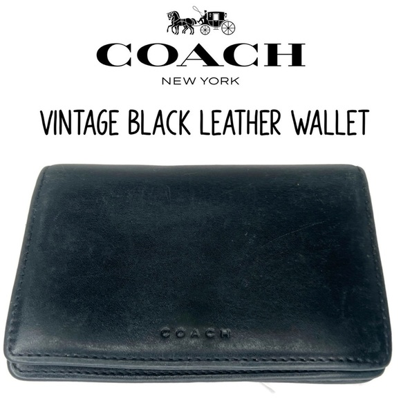 Coach Vintage Small Black Leather Wallet - Picture 1 of 5